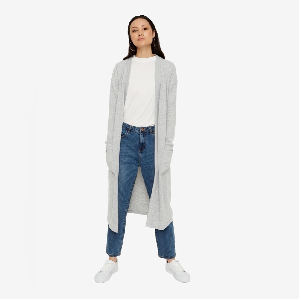 NOISY MAY | Gray Long Open Cardigan